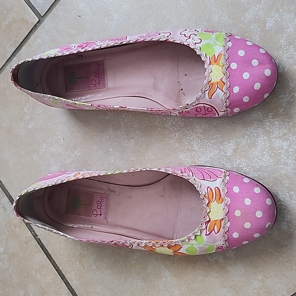 Lilly Pulitzer Pink and Green Ballet Flats Size 8 - Picture 2 of 10